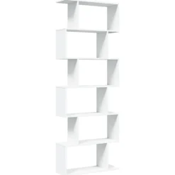 vidaXL Librería divisor 6 niveles madera ingeniería 70x24x193cm Blanco Clearance