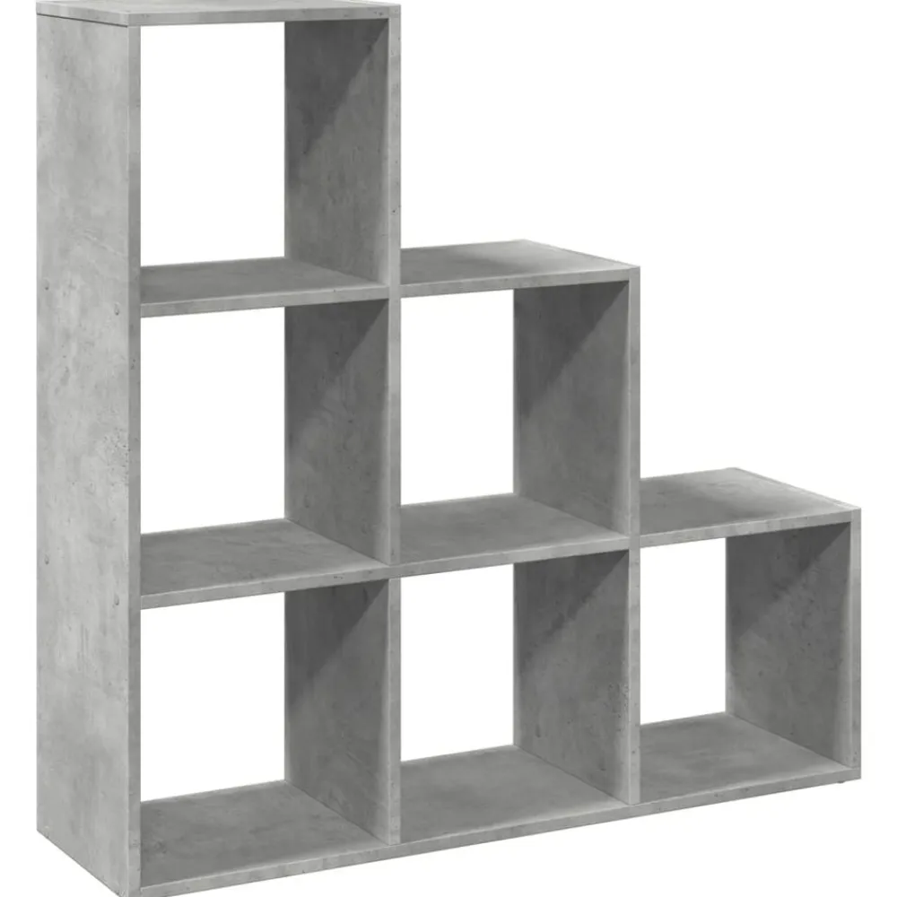 vidaXL Estanterías-Librería divisor 3 niveles madera gris hormigón 99x29x99 cm