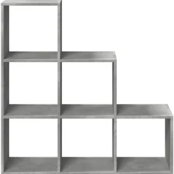 vidaXL Estanterías-Librería divisor 3 niveles madera gris hormigón 99x29x99 cm