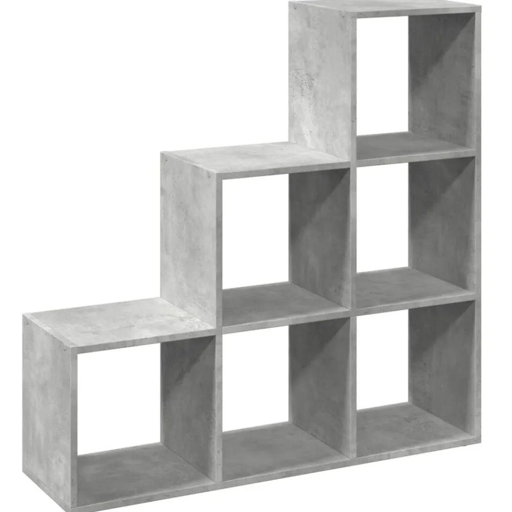 vidaXL Estanterías-Librería divisor 3 niveles madera gris hormigón 99x29x99 cm