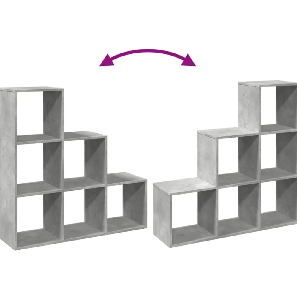 vidaXL Estanterías-Librería divisor 3 niveles madera gris hormigón 99x29x99 cm