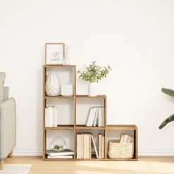 vidaXL Estanterías-Librería divisor 3 niveles madera envejecida 99x29x99 cm