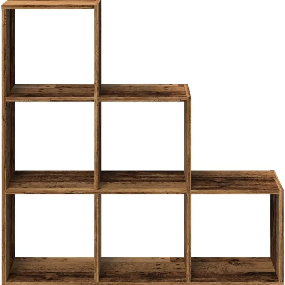 vidaXL Estanterías-Librería divisor 3 niveles madera envejecida 99x29x99 cm