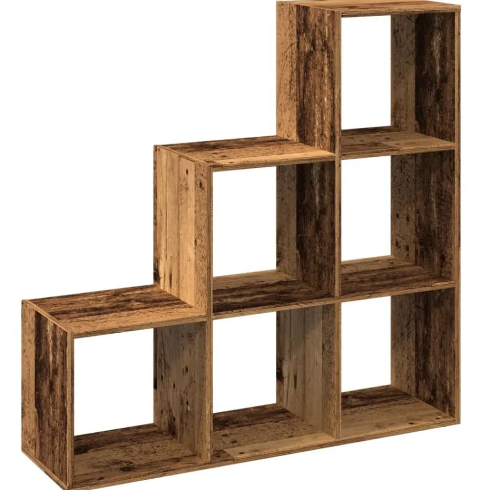 vidaXL Estanterías-Librería divisor 3 niveles madera envejecida 99x29x99 cm