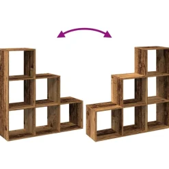 vidaXL Estanterías-Librería divisor 3 niveles madera envejecida 99x29x99 cm