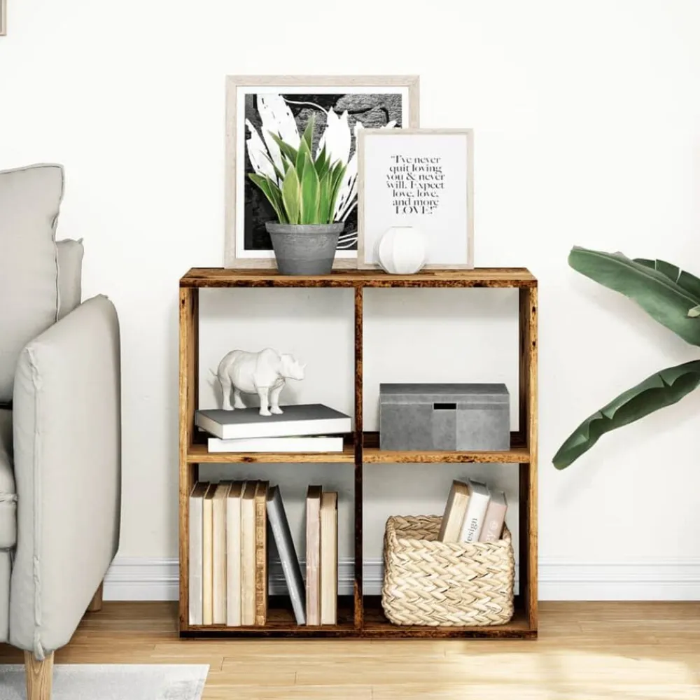 vidaXL Librería divisor madera ingeniería envejecida 69,5x29x69,5 cm Madera antigua Hot