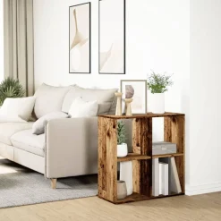 vidaXL Librería divisor madera ingeniería envejecida 69,5x29x69,5 cm Madera antigua Hot
