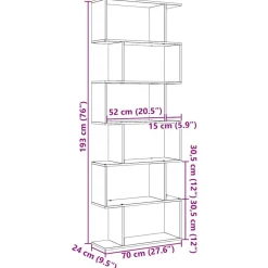 vidaXL Librería divisora 6 niveles madera 70x24x193 cm Roble artisan Sale