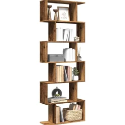 vidaXL Librería divisora 6 niveles madera envejecida 70x24x193 cm Madera antigua