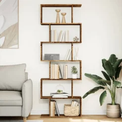 vidaXL Librería divisora 6 niveles madera envejecida 70x24x193 cm Madera antigua