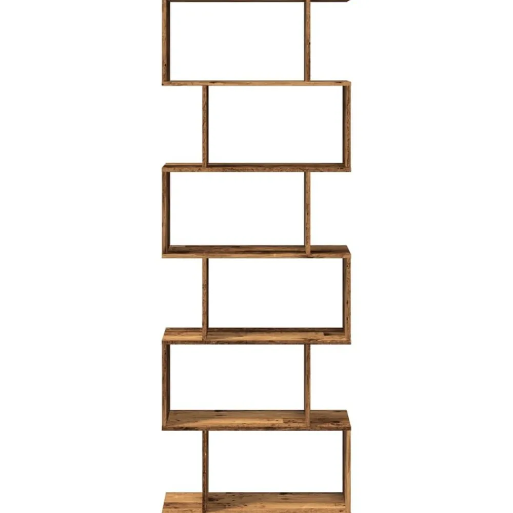 vidaXL Librería divisora 6 niveles madera envejecida 70x24x193 cm Madera antigua