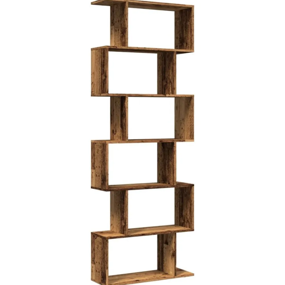 vidaXL Librería divisora 6 niveles madera envejecida 70x24x193 cm Madera antigua