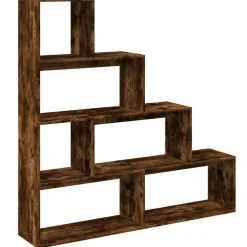 vidaXL Librería divisora 4 niveles 143,5x29x143,5 cm Roble ahumado Best