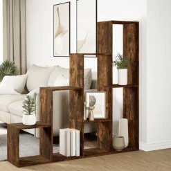 vidaXL Librería divisora 4 niveles 143,5x29x143,5 cm Roble ahumado Best