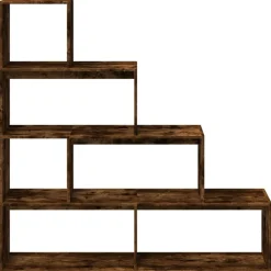 vidaXL Librería divisora 4 niveles 143,5x29x143,5 cm Roble ahumado Best
