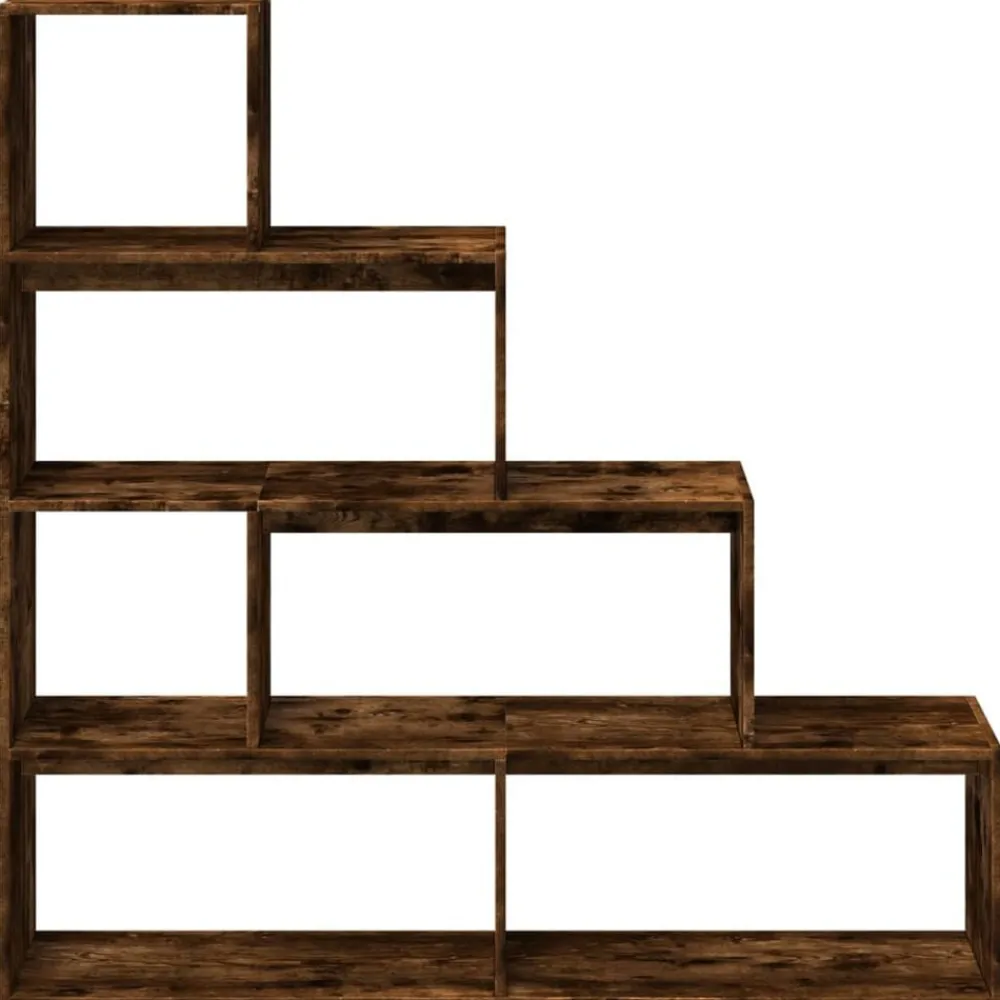vidaXL Librería divisora 4 niveles 143,5x29x143,5 cm Roble ahumado Best