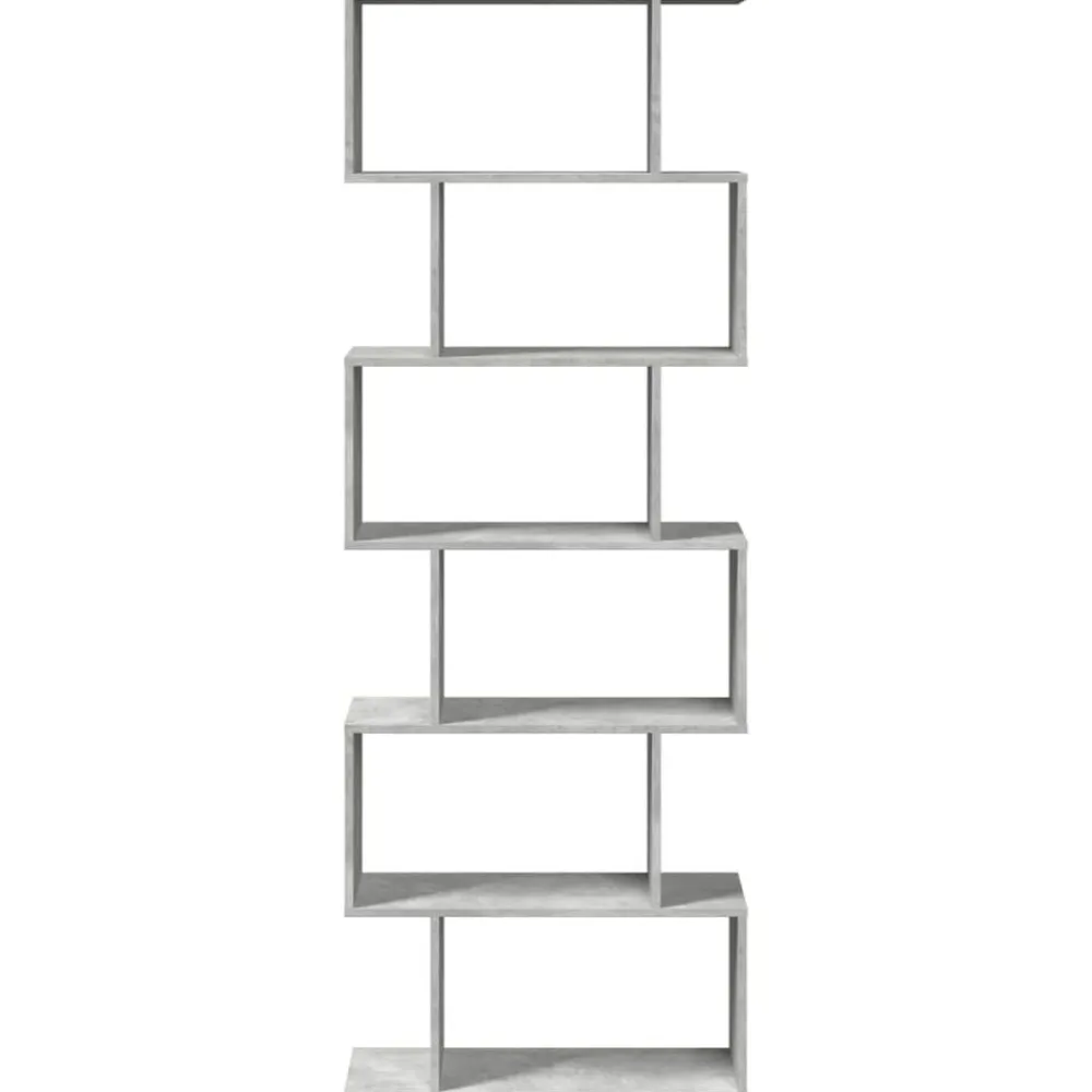 vidaXL Estanterías-Librería divisora 6 niveles madera gris hormigón 70x24x193 cm