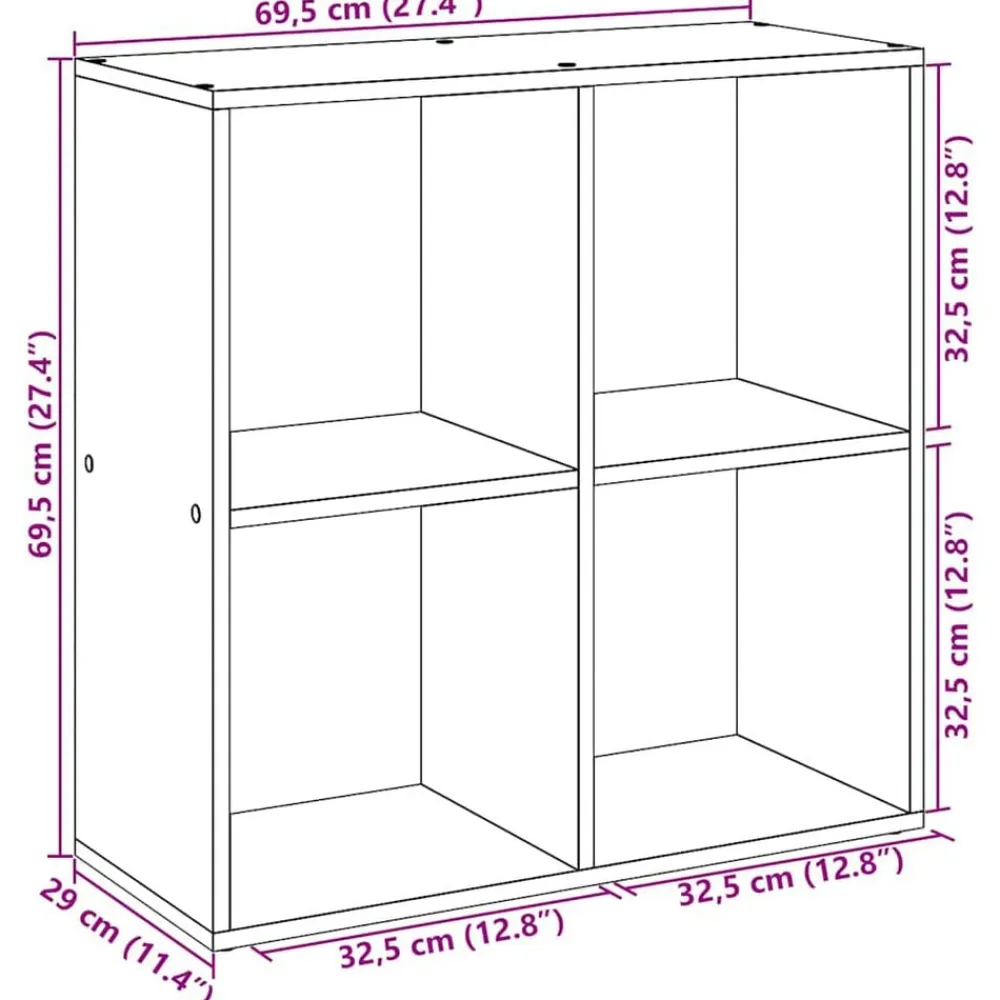 vidaXL Librería divisora madera 69,5x29x69,5 cm Roble artisan New