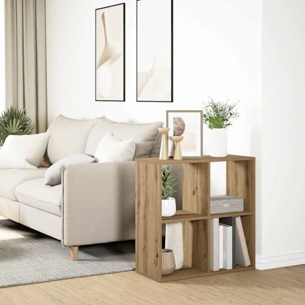 vidaXL Librería divisora madera 69,5x29x69,5 cm Roble artisan New