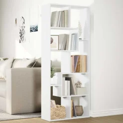 vidaXL Librería divisora madera ingeniería blanca 67x25x161,5 cm Blanco Sale