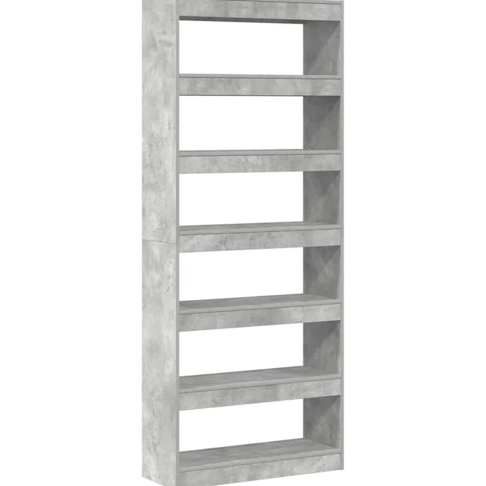 vidaXL Librería Gris Concreto 80 x 30 x 198 cm Madera de ingeniería Gris hormigón Discount