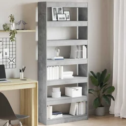 vidaXL Librería Gris Concreto 80 x 30 x 198 cm Madera de ingeniería Gris hormig&oacute;n Discount