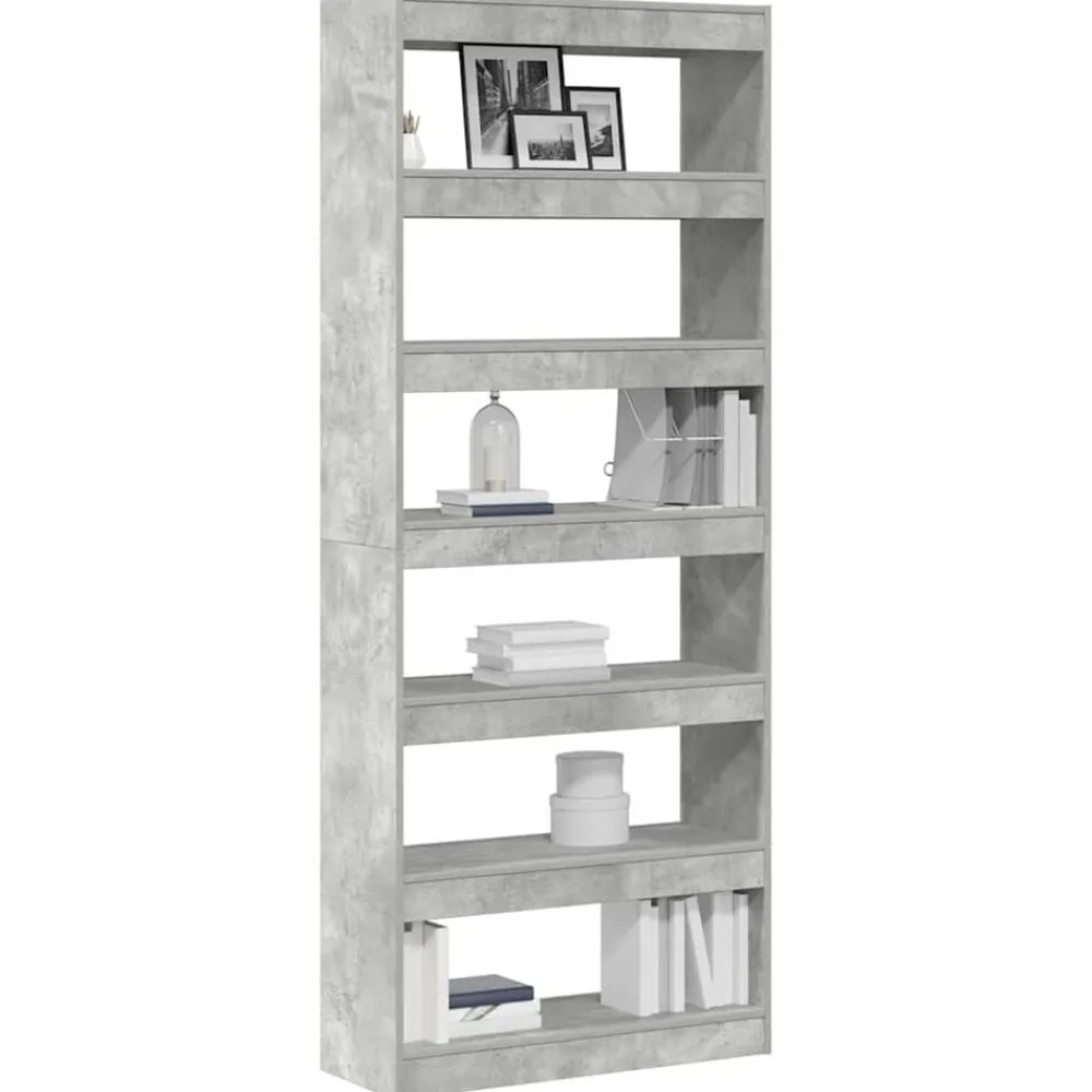 vidaXL Librería Gris Concreto 80 x 30 x 198 cm Madera de ingeniería Gris hormigón Discount