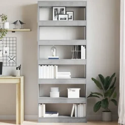 vidaXL Librería Gris Concreto 80 x 30 x 198 cm Madera de ingeniería Gris hormigón Discount