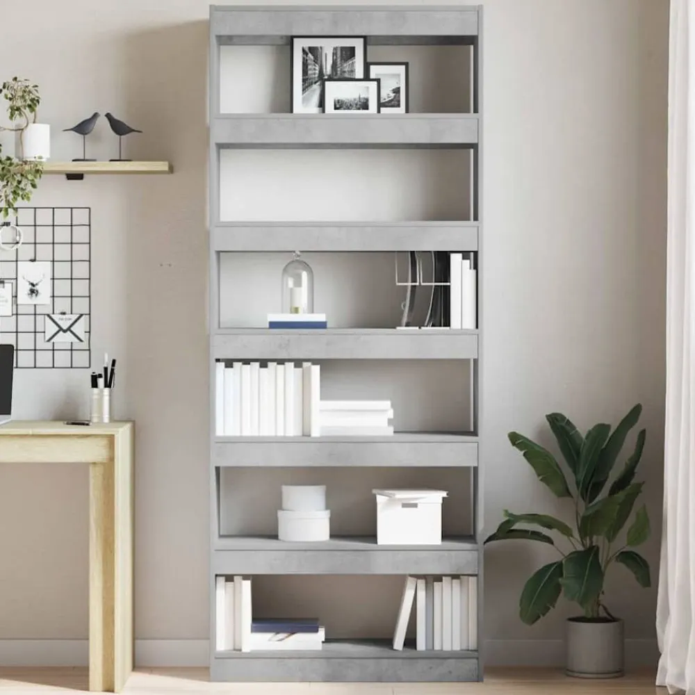 vidaXL Librería Gris Concreto 80 x 30 x 198 cm Madera de ingeniería Gris hormigón Discount