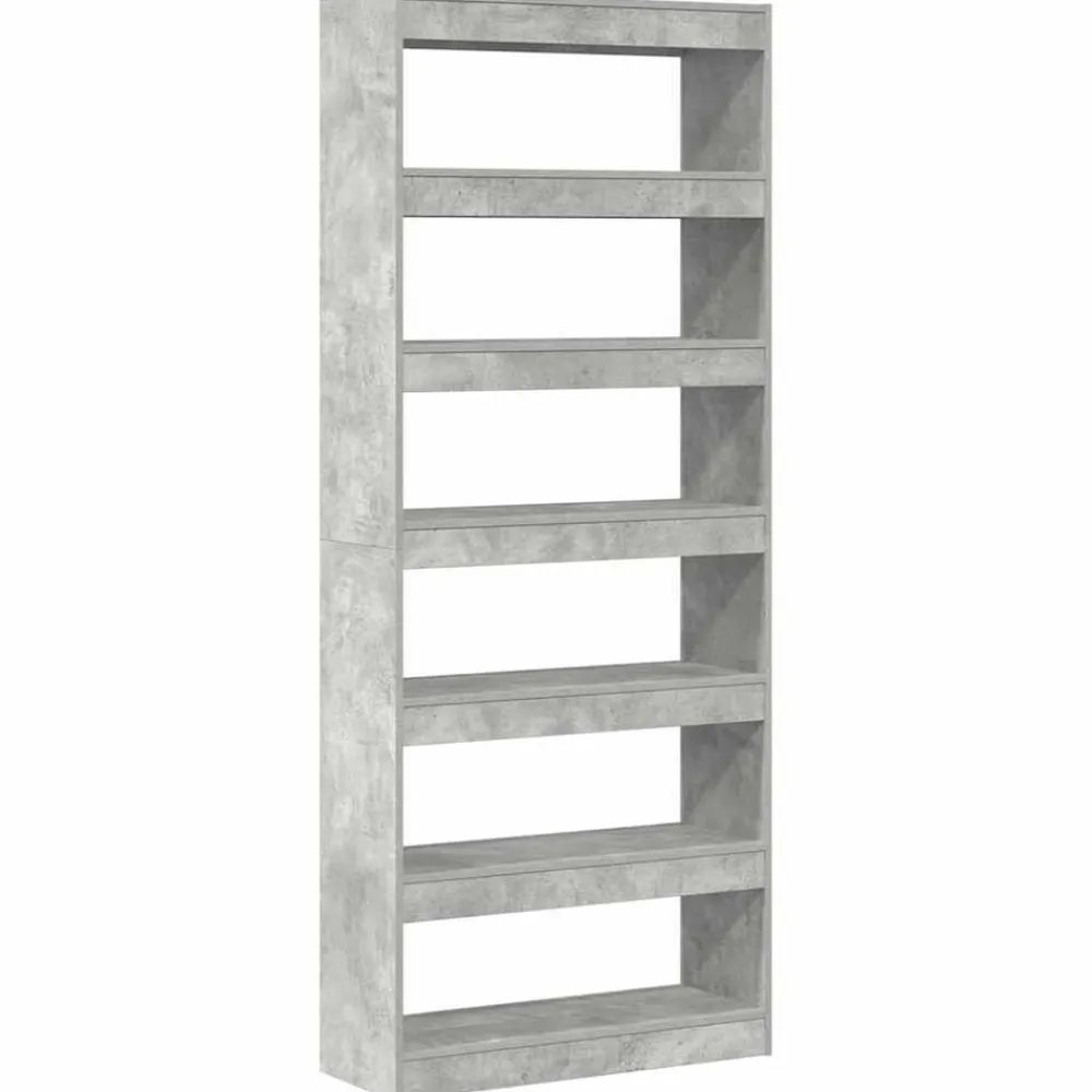 vidaXL Librería Gris Concreto 80 x 30 x 198 cm Madera de ingeniería Gris hormigón Discount
