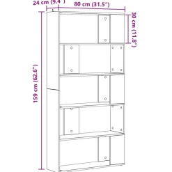 vidaXL Estanterías-Librería Roble artesanal 80 x 24 x 159 cm Madera de ingeniería