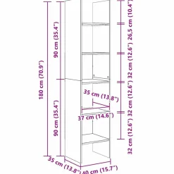 vidaXL Librería Roble artesanal 40 x 35 x 180 cm Madera de ingeniería Roble artisan Online