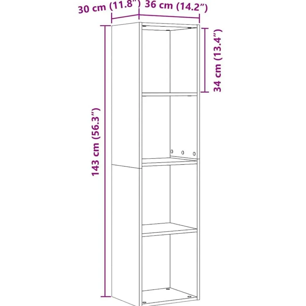 vidaXL Librería 143 x 30 x 36 cm Madera de ingeniería Roble negro Best