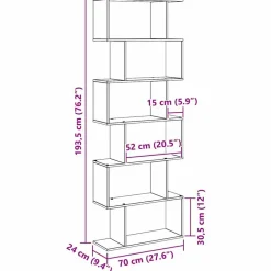 vidaXL Librería 70 x 24 x 193,5 cm Madera de ingeniería Roble negro Discount