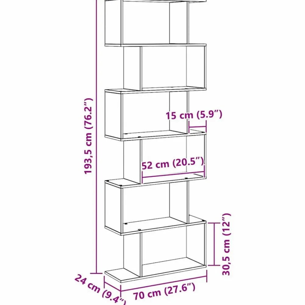 vidaXL Librería 70 x 24 x 193,5 cm Madera de ingeniería Roble negro Discount
