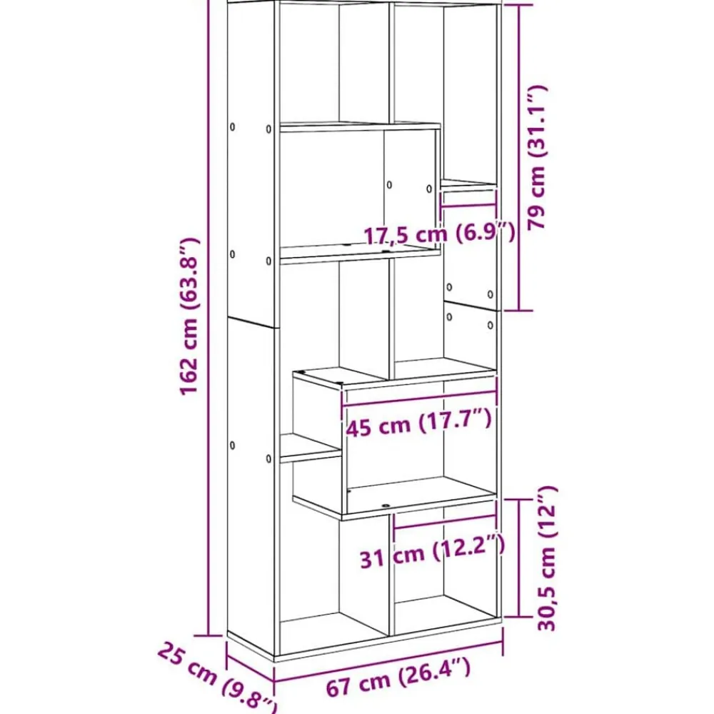 vidaXL Estanterías-Librería 67 x 25 x 162 cm Madera de ingeniería