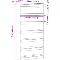vidaXL Librería 100 x 30 x 198 cm Madera de ingeniería Roble Sonoma Hot