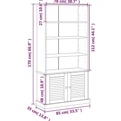 vidaXL Estanterías-Librería VIGO madera maciza de pino 85x35x170 cm
