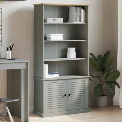 vidaXL Librería VIGO madera maciza de pino 85x35x170 cm Gris Online