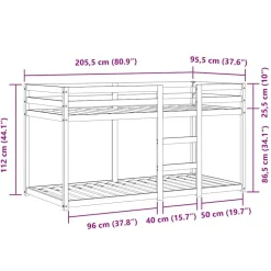 vidaXL Camas Y Accesorios-Litera con cortinas madera maciza de pino rosa 90x200 cm