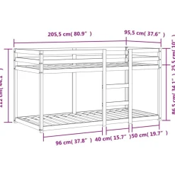 vidaXL Camas Y Accesorios-Litera de madera maciza de pino marrón cera 90x200 cm