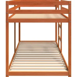vidaXL Litera de madera maciza de pino marrón cera 80x200 cm Marrón cera New