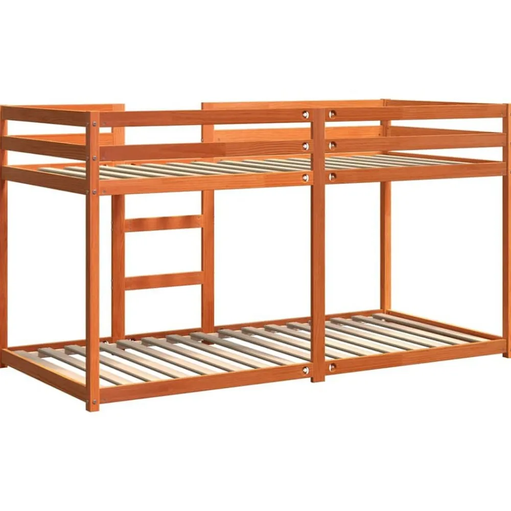 vidaXL Litera de madera maciza de pino marrón cera 80x200 cm Marrón cera New
