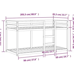 vidaXL Litera de madera maciza de pino marrón cera 80x200 cm Marrón cera New