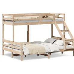 vidaXL Litera de madera maciza de pino 90x200/140x200 cm Natural Discount