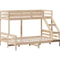 vidaXL Litera de madera maciza de pino 90x200/140x200 cm Natural Discount