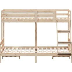 vidaXL Litera de madera maciza de pino 90x200/140x200 cm Natural Discount