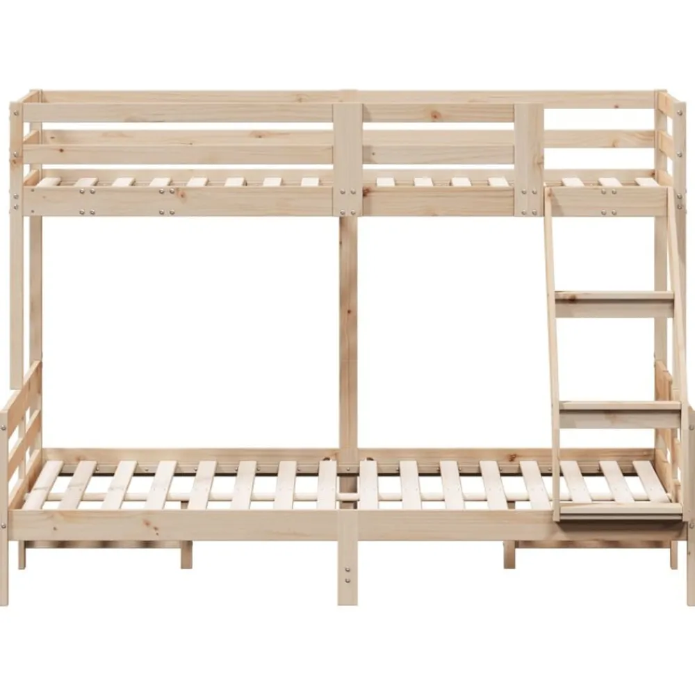 vidaXL Litera de madera maciza de pino 90x200/140x200 cm Natural Discount
