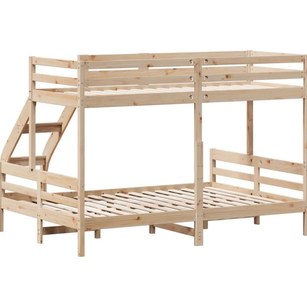 vidaXL Litera de madera maciza de pino 90x200/140x200 cm Natural Discount