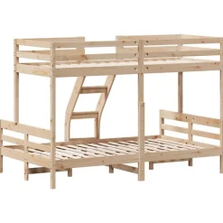 vidaXL Camas Y Accesorios-Litera de madera maciza de pino 80x200/120x200 cm
